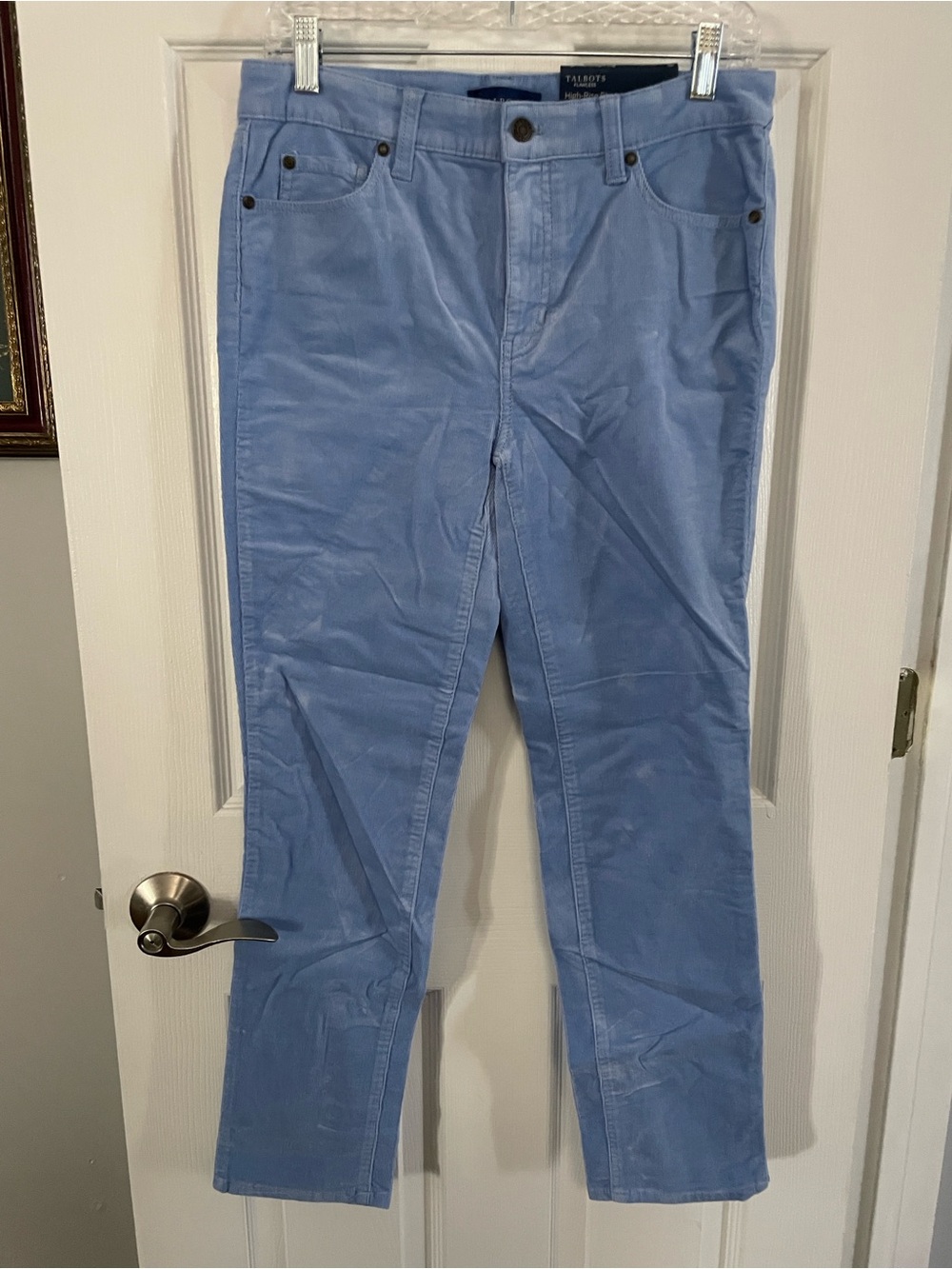 Talbots Light Blue High-Rise Straight-Leg Corduroy Pants